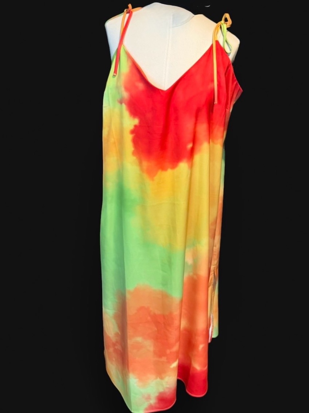 Eloquii Red, Yellow & Green Tie-Dye Slip Dress size 18 new with tags / tie strap - Picture 7 of 12